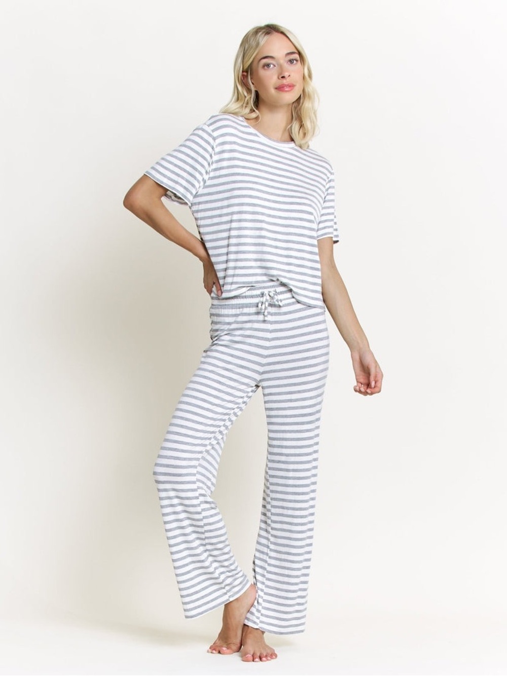 Honeydew All American Tee Pant Set In Ivory Stripe